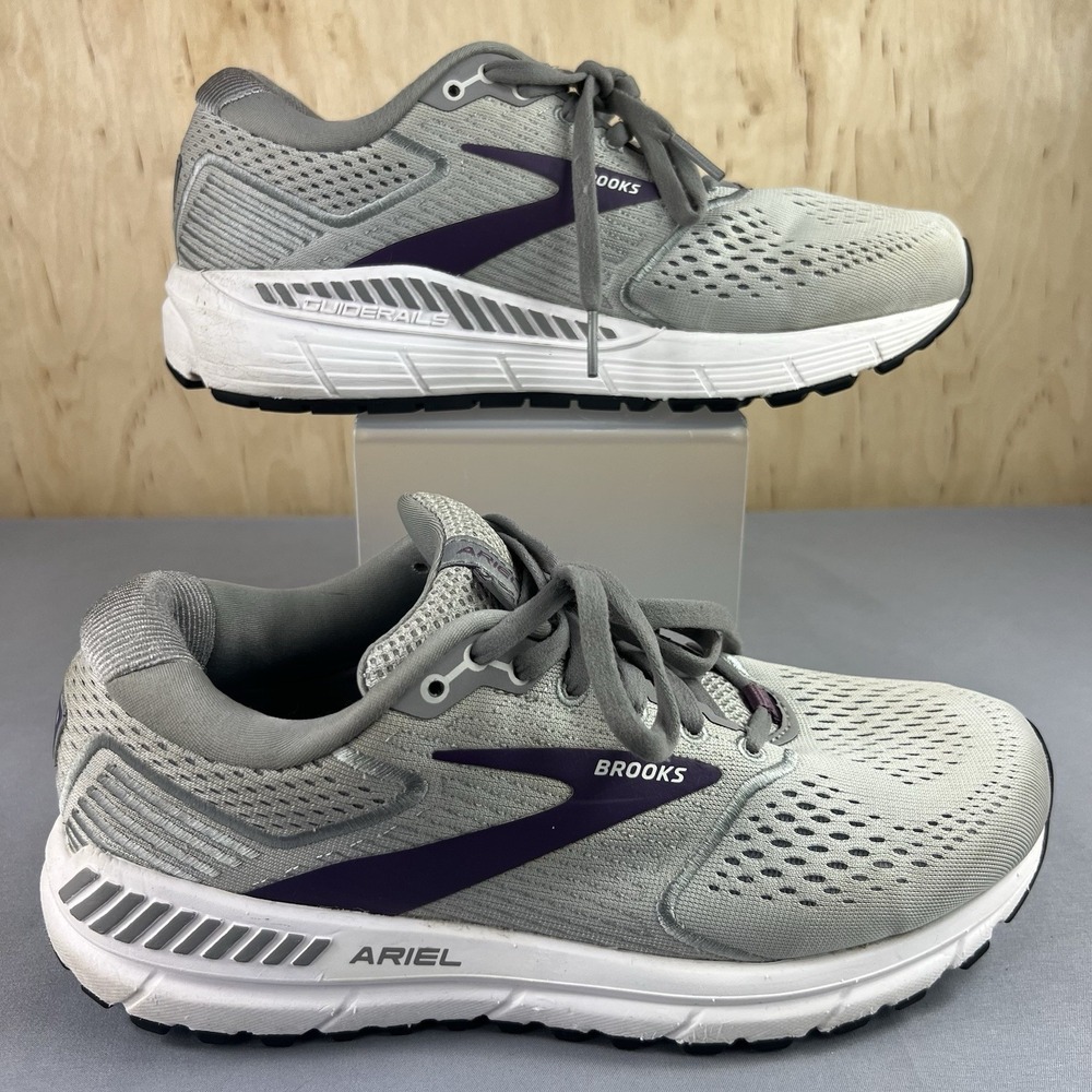 Brooks Ariel Women's Size 8.5 Wide Gray Purple Running Shoes Comfort No Insole